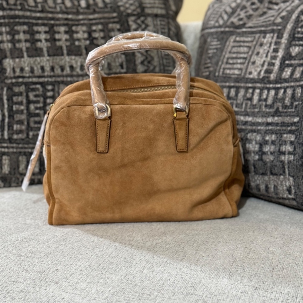 Banana Republic Suede Satchel in Cognac Brand New With Tags - Picture 2 of 3
